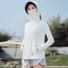 Roupa com Capuz de Seda de Gelo Proteção Solar UPF50+ Roupa de Proteção Solar Moda Verão Feminina Fina Fio Original Jaqueta de Proteção Solar para Exterior