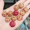Placa Redonda de Vidrio con Relieve Dorado 18*18mm Accesorios para Joyería DIY Colgante Hecho a Mano Cuerda para Ensartar Materiales para Fundas de Teléfono