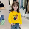 H2524 # Camiseta de Algodão Puro de Manga Longa para Meninas Nova Roupa de Baixo para Primavera e Outono Crianças Camiseta Cartoon para Meninas Mais Velhas