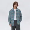 Camisa de manga larga a cuadros diseño S estilo americano para hombre, camisa a cuadros de verano de alta gama con cordón estilo old money
