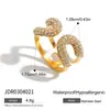 Jingqiao Sentido de Diseño Transfronterizo Anillo de Acero Inoxidable Oro 18K Circonita Clip de Papel Anillo Abierto Lujo Ligero Joyería de Gama Alta