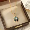 Nuevo Collar Estilo Retro Chino Jardín de Monet Estilo Pintura al Óleo para Mujer, Perla de Agua Dulce Natural, Lujo Ligero, Cadena de Clavícula de Gama Alta
