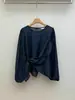 Camisa suéter coreana chic asimétrica ligeramente transparente de cuello redondo 2026 primavera y otoño elegante estilo francés de manga larga ajustada