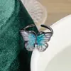 Anillo Abierto de Mariposa Gótica Oscura Esmaltado, Anillos de Pareja Punk de Nicho de Lujo Ligero de Gama Alta tipo Hada, Anillos para Mejores Amigas para Mujeres