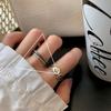 Anel Geométrico Irregular de Prata S925 Coreano Feminino Moda Vintage Letras Estrela Ondulado Letras Anel de Dedo Aberto