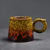 Juego de Taza y Platillo para Café Hecho en Horno Taza de Cerámica Taza Creativa para Arte Latte Taza Retro para el Té de la Tarde Taza con Asa Colgante