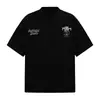 Camiseta Manga Curta com Estampa de Letras para Homem, Marca Moderna com Design Criativo de Miçangas, Única e Estilosa, Modelagem Solta, Algodão Puro, Gola Redonda, Estilo Ins