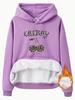 Suéter feminino transfronteiriço Outono e inverno CEREJA Estampado Comércio Exterior Moda Casual Suéter Feminino Forrado de lã Manga comprida Com Capuz Camisa