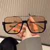 Gafas de Sol Personalizadas en Marrón, Estilo Nuevo, Unisex, Gafas Retro de Doble Puente con Montura Negra Grande, Personalización de Gafas de Sol