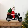 Nuevo adorno de plástico para árbol de Navidad de animal en motocicleta de Santa Claus soplado, accesorio de decoración navideña creativa