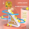 Patinho de Brinquedo para Crianças Subir Escadas Pista Educacional Pato Amarelo Escorregador Luz Música Brinquedos Meninos Meninas Bebê