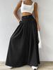 Estilo Europeu e Americano Transfronteiriço Saia Feminina Preta com Barra Grande Cintura Alta Longa Bolso com Botão Slim Estilo Retro Transfronteiriço Atacado