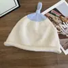 Gorro de Lana Tejido Lindo con Bloques de Color Estilo Japonés para Mujer, Cálido de Otoño e Invierno, Sencillo, Versátil, Adelgazante para la Cara