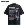 Camiseta de manga corta estilo americano con lavado callejero de cantante de rock antiguo para hombre y mujer, marca de moda de verano, top retro holgado para pareja