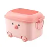 Caixa Organizadora de Brinquedos de Desenho Animado Infantil, Caixa Organizadora Plástica Doméstica com Rodinhas, Caixa de Armazenamento para Roupas de Bebê, Lanches, Blocos de Montar