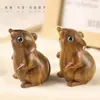 Sándalo Verde Natural Tallado Ratón Lindo Adornos Artesanías de Madera Piezas Creativas Hechas a Mano Decoración de Escritorio Ratón del Zodiaco Auspicioso