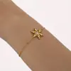 Pulseira de aço inoxidável banhada a ouro 18K com zircônia incrustada de floco de neve e roda-gigante para mulheres, joia de aço titânio, joia que não desbota