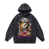 Sudadera con capucha pesada estilo retro americano transfronterizo, calavera lavada, desgastada, talla extragrande, holgada, 480g, Chaqueta
