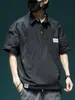 Nova Camisa de Manga Curta para Trabalho de Verão Masculina Estilo Japonês Solta Tamanho Grande Camisa Polo Tendência Casual Masculina Camisa de Meia-Manga