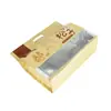 Bolsa de papel Kraft con ventana autosellante, fondo plano personalizado, sellado, bolsa de embalaje compuesta de papel de aluminio para nueces, avellanas, piñones