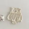Macacão de Verão Dianxi Novo com Bolinhas para Bebês e Crianças Pequenas, Macacão Sem Mangas para Bebês Meninas, Macacão Triângulo Estiloso de Desenho Animado para Engatinhar