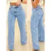 Ropa de Tallas Grandes de Alta Calidad Transfronteriza Amazon/Aliexpress Jeans de Pierna Ancha Más Vendidos para Mujer Moda Europea y Americana para Mujer de Comercio Exterior