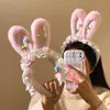 Jade Fresa Conejo Lindo Orejas de Conejo Rosas Encaje Cabeza Rellena Diadema para Mujer Lavado de Cara Maquillaje Foto Accesorios para el Cabello Diadema Dulce