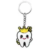 Novedad en Stock Serie de Dibujos Animados de Dientes Colgante Unilateral de Goma Blanda de PVC para Bolsos, Llaveros de Coche, Anillo de Llavero de Metal