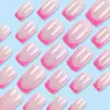 Unhas Rosas Estilo Francês de Longa Duração Mais Vendidas Transfronteiriças, Manicure Fashion, Fresca e Doce, 24 Peças de Adesivos de Unha Postiça Prontos