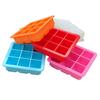 Bandeja de Hielo de Silicona de 9 Compartimentos con Tapa Molde para Cubitos de Hielo DIY Caja Suplemento Alimenticio para Bebé Suministros de Cocina Bandeja de Hielo de Congelación Rápida