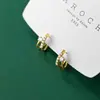 Pendientes Dobles Exquisitos Sencillos Cortos con Incrustaciones de Diamantes de Plata S925 Nalan para Mujer G9952