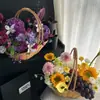 Cesta de Frutas Estilo Francés Shangjin Ramo de Flores para Regalo Cesta de Flores de Mano Caja de Regalo de Frutas DIY Cesta para Arreglos Florales Materiales Florales