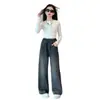 Calça Jeans Feminina Primavera e Outono 2026 Novo Estilo Coreano Moda Calça de Pernas Largas para Crianças e Pré-Adolescentes Calça Reta Solta