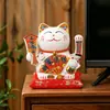 Entrega Directa de Fábrica Figura de Gato de la Suerte de Cerámica con Mano que Saluda Automáticamente, Decoración de Recepción de Sala de Estar, Regalo de Inauguración, Gato de la Suerte que Saluda