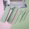 Conjunto de Talheres de Palha de Trigo Amazon Cross-Border com Faca, Garfo e Colher - Conjunto de Três Peças Estudante Portátil - Brinde Promocional com Impressão de Logo