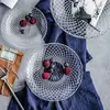 Plato de frutas grande y pequeño plato de vidrio transparente juego de platos para mesa de café del hogar plato de ensalada plato de semillas de melón una generación de pelo