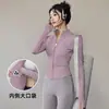 Jaqueta Cardigan Esportiva de Yoga com Zíper de Secagem Rápida Feminina Jaqueta de Corrida Fitness Manga Longa Top Alta Elasticidade Respirável Roupa Esportiva de Treinamento