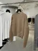 DestacadoYuran 26 Nuevo Algodón Orgánico de Principios de Otoño Corte Boxy Bordado Casual Holgado Cuello Redondo Suéter de Punto