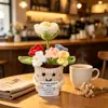 Muñecas de plantas tejidas a mano transfronterizas, decoraciones de plantas tejidas, flores artificiales de ganchillo para fiestas