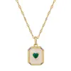 [Acero de Titanio] Collar con Colgante de Marco Cuadrado, Lujoso y Elegante, Completamente Incrustado de Diamantes, Cadena Versátil para la Clavícula, Cadena de Acero de Titanio