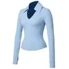 Roupa Esportiva Transfronteiriça Novo Estilo Europeu e Americano Manga Longa Feminina Secagem Rápida Casual Camisa Polo Corrida Fitness Yoga Top Camiseta