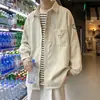 Camisa de manga larga con estampado de cara sonriente de personalidad para hombre de otoño, camisa delgada holgada estilo Hong Kong ins japonesa para hombre
