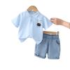 Traje de manga corta con dibujos animados para niños, ropa de verano para niñas, pantalones cortos coreanos para niños, traje informal fino para niños, 2023