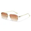 Gafas de sol sin montura con incrustaciones de diamantes y montura de metal, forma cuadrada, diseño transfronterizo personalizado con Ins para hombre, 2026