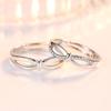 Moda coreana incrustada circón plateado anillo de pareja joyería entrelazada amante Tanabata anillo de plata para hombre y mujer al por mayor