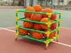 Cesta de Basquete Móvel para Jardim de Infância Equipamento Esportivo Futebol Vôlei Cesta de Armazenamento Carrinho de Basquete Multifuncional Suporte para Bolas