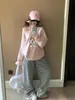 Sudadera Rosa Divertida y Linda con Estampado de Cachorros, Cuello Asimétrico, Hombros Descubiertos, Top de Moda Femenino Sexy Chic Versátil