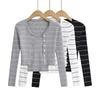 Spice Girls Europeas y Americanas Otoño e Invierno Spice Girls Sexy Rayas Conjunto de Dos Piezas Suéter de Punto Top Chaleco de Tirantes Planos Cárdigan