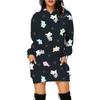 Vestido suéter de punto largo con capucha y bolsillos estampado de Halloween para mujer, comercio exterior 2024 Amazon transfronterizo europeo y americano