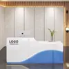 Mostrador de bar, escritorio de recepción moderno pintado, mostrador de tienda, mostrador de bar, mostrador de caja de salón de belleza, escritorio de recepción para pequeñas empresas